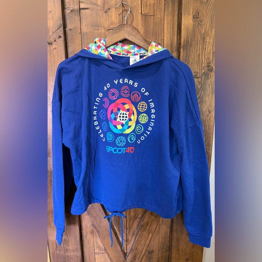 Epcot Disney Parks 40th Anniversary Figment Drawstring Limited Hoodie